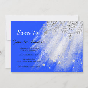 Invitation Parties scintillant Sweet sixteen de robe bleu arg