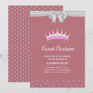 Invitation Parties scintillant Sweet sixteen diamant sur or R