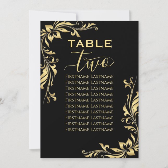 Invitation parties scintillant Tableau numéro deux 2 noir Tab (Devant)