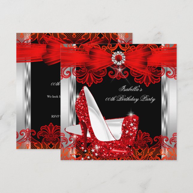 Invitation Parties scintillant talons hauts Rouge dentelle Di (Devant / Derrière)