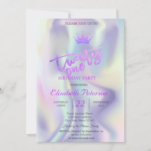 Invitation Parties scintillant Tiara Holographie 21ème annive