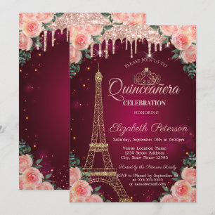 Invitation Parties scintillant Tour Eiffel perches Floral Qui