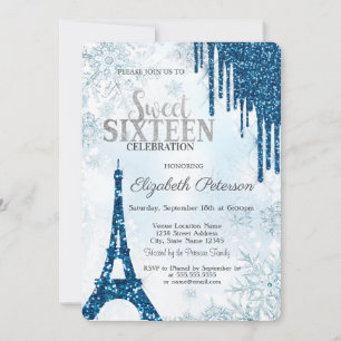Invitation Parties scintillant, Tour Eiffel Snowflakes Sweet 