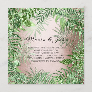 Invitation Parties scintillant Tropical Jardin Rose Gold Mint