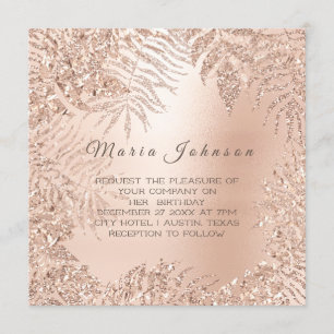 Invitation Parties scintillant tropicale Jardin Rose Rose Or
