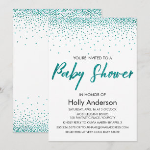 Invitation Parties scintillant turquoise Baby shower Confetti