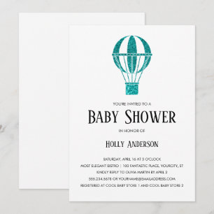 Invitation Parties scintillant Turquoise Baby shower simple B