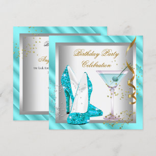 Invitation Parties scintillant Turquoise Bleu Haut talon Chau