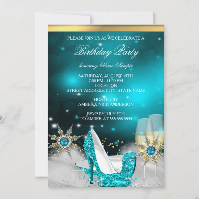Invitation Parties scintillant Turquoise Bleu Haut talon Chau (Devant)