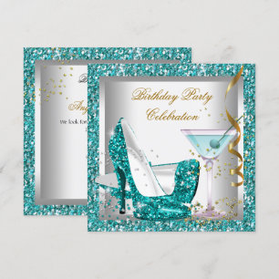 Invitation Parties scintillant Turquoise Bleu Haut talon Chau