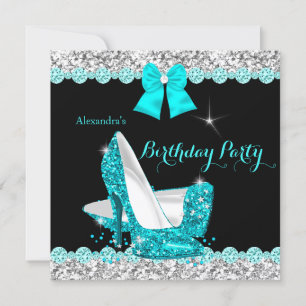 Invitation Parties scintillant Turquoise Bleu Haut talons Arg