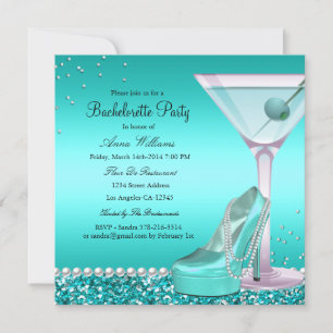 Invitation Parties scintillant Turquoise bleue Pearl Bachelor