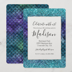 Invitation Parties scintillant Turquoise d'étincelle de sirèn