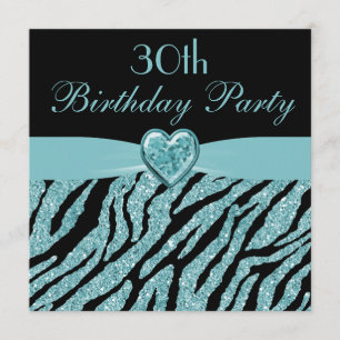 Invitation Parties scintillant Turquoise du coeur et de la zè