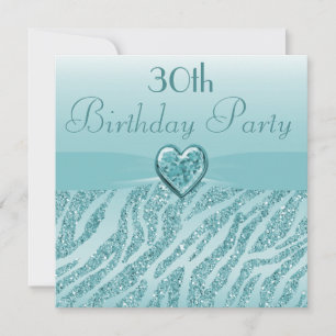 Invitation Parties scintillant Turquoise du coeur et de la zè