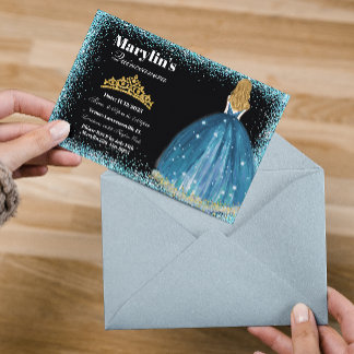 Invitation Parties scintillant turquoise enchanteresse Prince