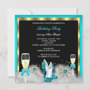 Invitation Parties scintillant Turquoise haute talons Champag