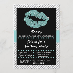 Invitation Parties scintillant turquoise lèvres baiser Adulte