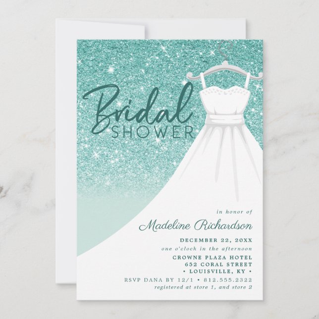 Invitation Parties scintillant turquoise Mariage robe Fête de (Devant)