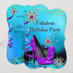 Invitation Parties scintillant Turquoise violet hauts talons 