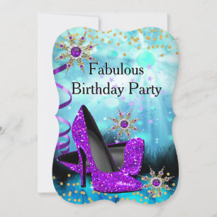 Invitation Parties scintillant Turquoise violet hauts talons 