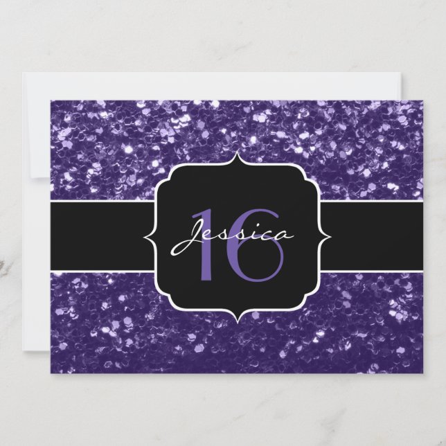 Invitation Parties scintillant ultra violet foncé scintille d (Devant)