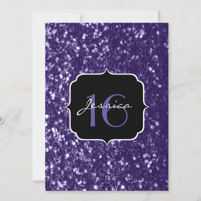 Invitation Parties scintillant ultra violet foncé scintille d (Devant)