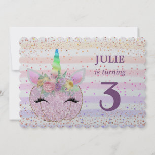 Invitation Parties scintillant Unicorn Citrouille Girls 3e an