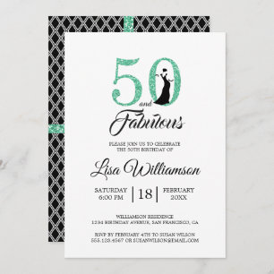 Invitation Parties scintillant verte 50 fabuleuse 50e annive