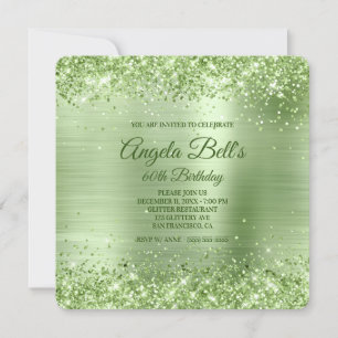 Invitation Parties scintillant verte à la menthe Brossé huile