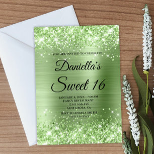 Invitation Parties scintillant verte brillante et huile douce