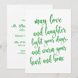 Invitation Parties scintillant verte cool St Patrick's Day Pa