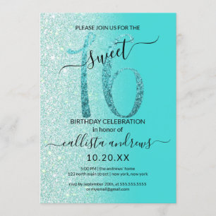 Invitation Parties scintillant verte de menthe Turquoise fill