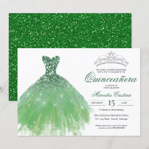 Invitation Parties scintillant verte Glam Gown Quinceañera In