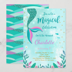 Invitation Parties scintillant verte Mermaid Queue Anniversai