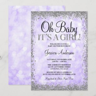 Invitation Parties scintillant violet Argent Faux Lumières Ba