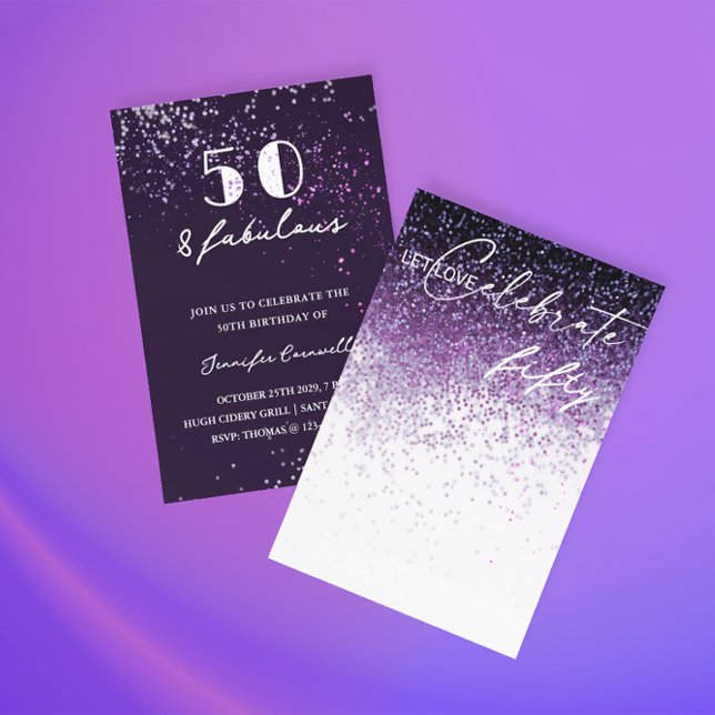 Invitation Parties scintillant Violet Confetti TOUTE ANNÉE An (Fabulous Female Birthday Party Invitation)
