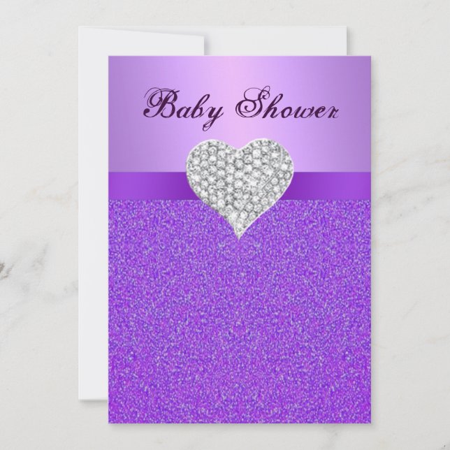 Invitation Parties scintillant violet Diamond Baby shower de  (Devant)