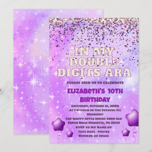 Invitation Parties scintillant violet Double chiffres Anniver