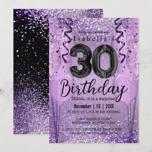 Invitation Parties scintillant violet et rose 30e anniversair