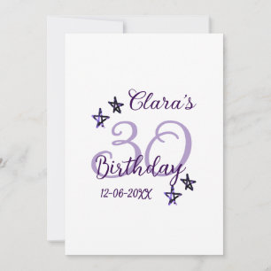 Invitation Parties scintillant violet étoiles 30e anniversair