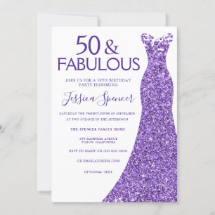 Invitation Parties scintillant violet habillées femmes 50e fê