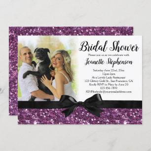Invitation Parties scintillant violet look ruban Bow Fête des