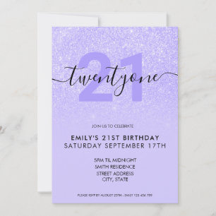 Invitation Parties scintillant violet moderne élégant 21e ann