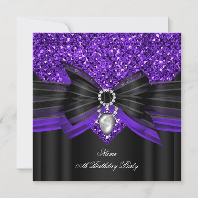 Invitation Parties scintillant violet noir Anniversaire de la (Devant)