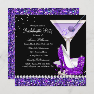 Invitation Parties scintillant violet Pearl Bachelorette Invi