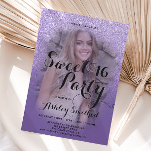 Invitation Parties scintillant violet violet moderne ombre ph