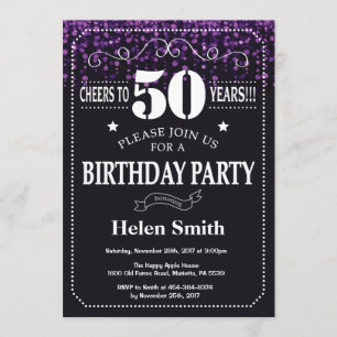 Invitation Parties scintillant violette 50e anniversaire Invi