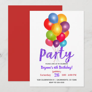 Invitation Parties scintillant violette de la fête d'annivers