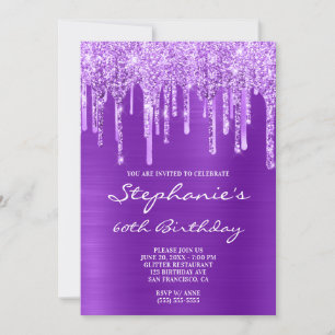 Invitation Parties scintillant violette et goutte d'huile Ann